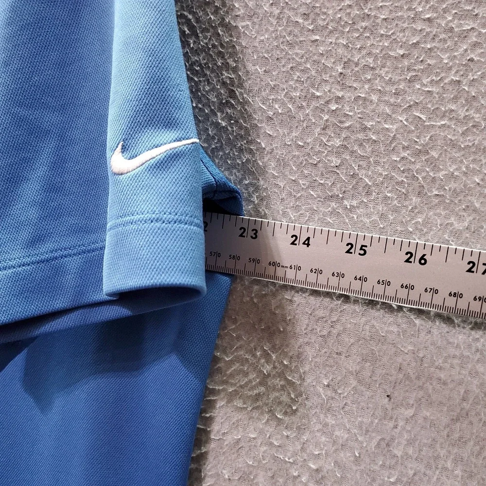 Nike Golf Men Polo Shirt Large Blue Swoosh‎ Logo Embroidered Short Sleeve Collar